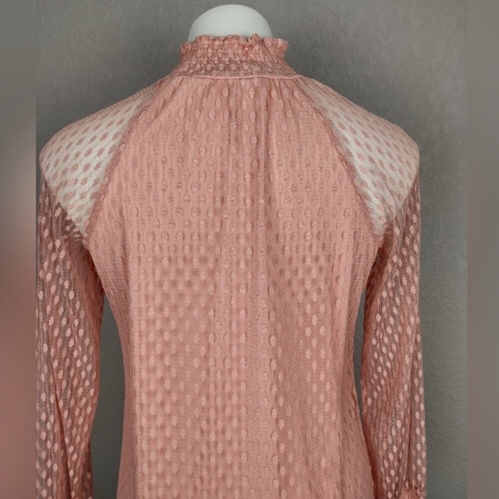 Nina Leonard Lace Mockneck Trapeze Long Sleeve Dress in Blush Size Small - Picture 13 of 16